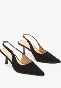 Czarne Sandały na Kaczuszce ze Szpiczastym Noskiem Rerivira