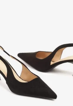 Czarne Sandały na Kaczuszce ze Szpiczastym Noskiem Rerivira