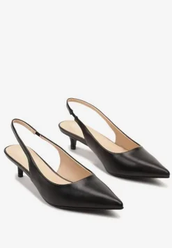 Czarne Sandały na Kaczuszce ze Szpiczastym Noskiem Slingback Farinea