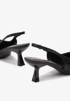 Czarne Sandały na Obcasie Typu Kaczuszka Bez Pięty Sallinna