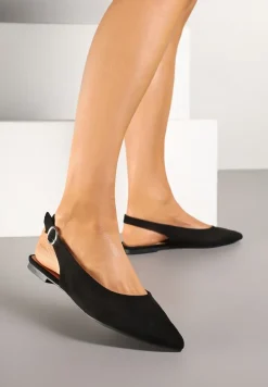 Czarne Sandały na Płaskiej Podeszwie Typu Slingback Nonarielae