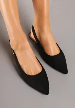 Czarne Sandały na Płaskiej Podeszwie Typu Slingback Nonarielae
