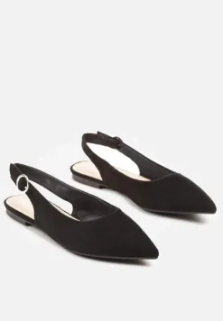 Czarne Sandały na Płaskiej Podeszwie Typu Slingback Nonarielae