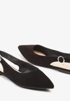 Czarne Sandały na Płaskiej Podeszwie Typu Slingback Nonarielae