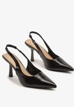 Czarne Sandały na Szpilce Slingback Falithra