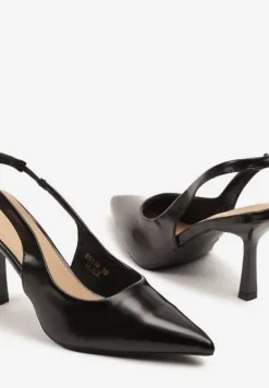Czarne Sandały na Szpilce Slingback Falithra