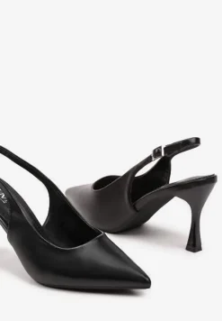 Czarne Sandały na Szpilce ze Szpiczastym Noskiem i Paskiem z Klamerką Azzire