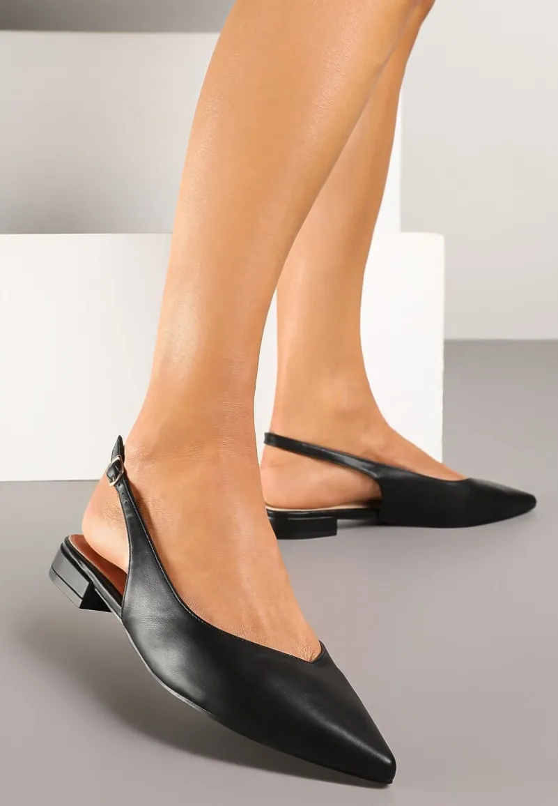 Czarne Sandały Slingback Vices z Wkładką ze Skóry Naturalnej Lisanilis