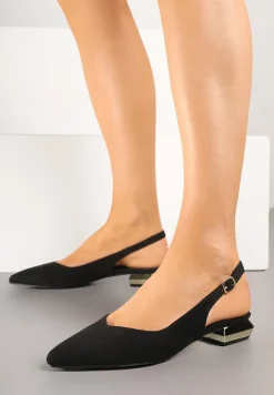 Czarne Sandały Slingback Vices z Wkładką ze Skóry Naturalnej Galeresa