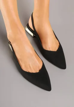 Czarne Sandały Slingback Vices z Wkładką ze Skóry Naturalnej Galeresa