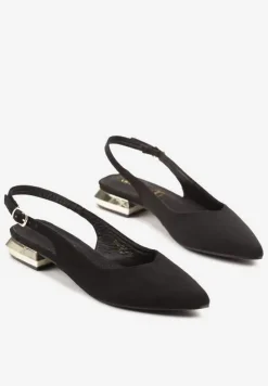 Czarne Sandały Slingback Vices z Wkładką ze Skóry Naturalnej Galeresa