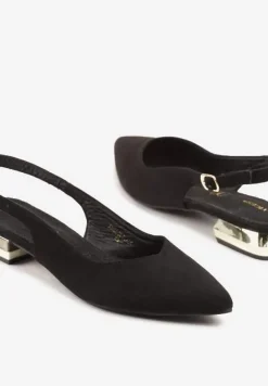 Czarne Sandały Slingback Vices z Wkładką ze Skóry Naturalnej Galeresa