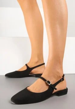 Czarne Sandały Slingback Vices z Wkładką ze Skóry Naturalnej Sovritia