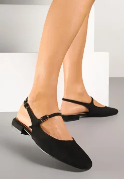 Czarne Sandały Slingback Vices z Wkładką ze Skóry Naturalnej Sovritia