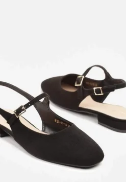 Czarne Sandały Slingback Vices z Wkładką ze Skóry Naturalnej Sovritia