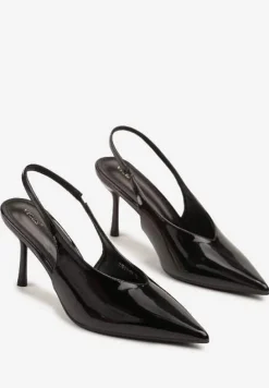 Czarne Sandały Slingback Vices na Obcasie Typu Szpilka Tilionea