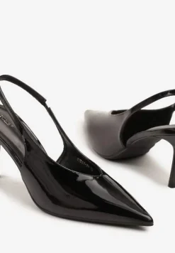 Czarne Sandały Slingback Vices na Obcasie Typu Szpilka Tilionea