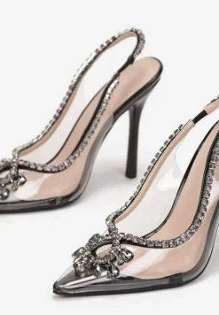 Czarne Sandały Transparentne z Cyrkoniami Vophi