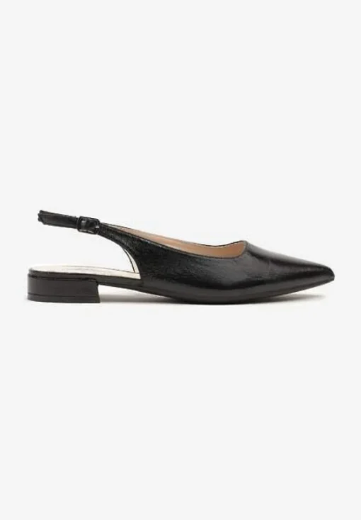 Czarne Sandały Typu Slingback ze Szpiczastym Noskiem Pilliane