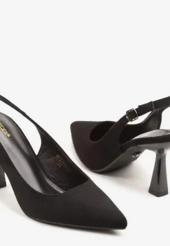 Czarne Sandały Vices na Klepsydrze z Noskiem w Szpic i Odkrytą Piętą Masalle