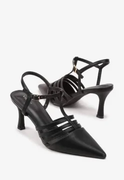Czarne Sandały Vices na Obcasie Typu Szpilka Tirenella