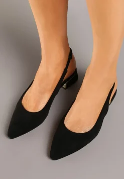 Czarne Sandały Vices na Stożku z Wkładką ze Skóry Naturalnej Bez Pięty Selenis