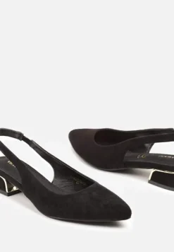 Czarne Sandały Vices na Stożku z Wkładką ze Skóry Naturalnej Bez Pięty Selenis