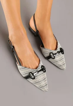 Czarne Sandały Vices Slingback Ozdobione Klamrą i Plecionką Nilasiela