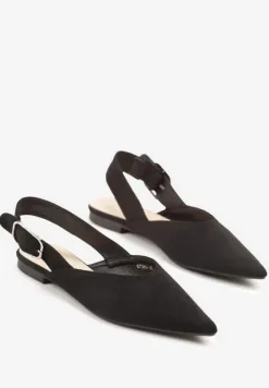 Czarne Sandały Vices Typu Slingback z Wkładką ze Skóry Naturalnej Rallora