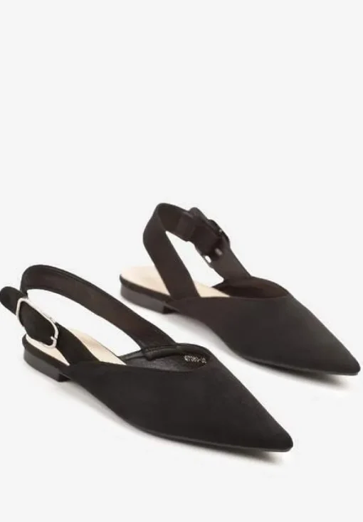 Czarne Sandały Vices Typu Slingback z Wkładką ze Skóry Naturalnej Rallora