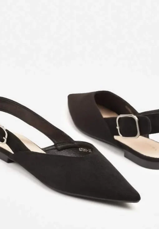 Czarne Sandały Vices Typu Slingback z Wkładką ze Skóry Naturalnej Rallora