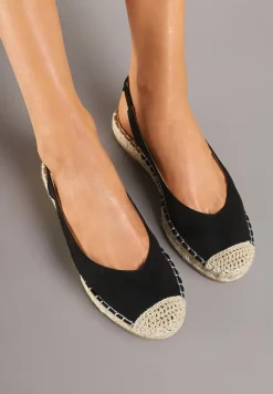 Czarne Sandały z Paskiem Przy Pięcie Zdobione Plecionką Hanthiel