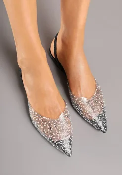 Czarne Sandały z Przezroczystą Cholewką Ozdobione Cyrkoniami Silevea