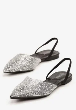 Czarne Sandały z Przezroczystą Cholewką Ozdobione Cyrkoniami Silevea