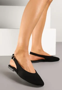 Czarne Sandały ze Spiczastym Noskiem i ze Sprzączką Laniswen