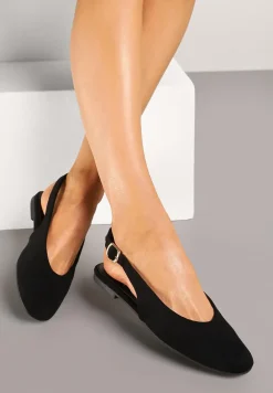 Czarne Sandały ze Spiczastym Noskiem i ze Sprzączką Laniswen