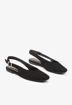 Czarne Sandały ze Spiczastym Noskiem i ze Sprzączką Laniswen
