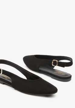Czarne Sandały ze Spiczastym Noskiem i ze Sprzączką Laniswen