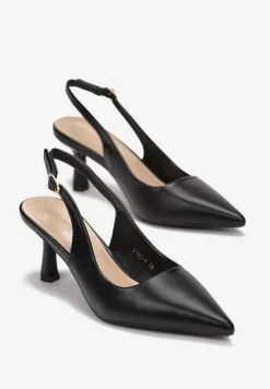 Czarne Sandały ze Szpiczastym Noskiem na Szpilce Eliora