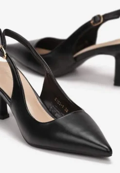 Czarne Sandały ze Szpiczastym Noskiem na Szpilce Eliora