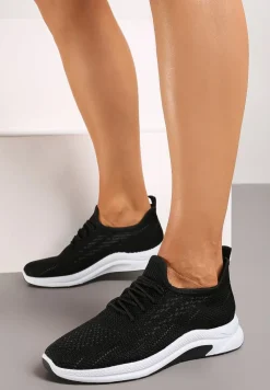 Czarne Siateczkowe Buty Sportowe na Piankowej Podeszwie Linidas