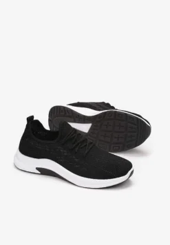Czarne Siateczkowe Buty Sportowe na Piankowej Podeszwie Linidas