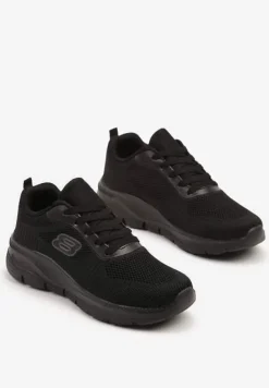 Czarne Siateczkowe Buty Sportowe Sneakersy na Piankowej Podeszwie Zdobione Aplikacją Sonessa