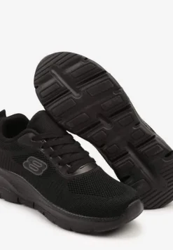 Czarne Siateczkowe Buty Sportowe Sneakersy na Piankowej Podeszwie Zdobione Aplikacją Sonessa