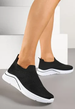 Czarne Siateczkowe Buty Sportowe Sneakersy o Wsuwanym Fasonie Niltewi