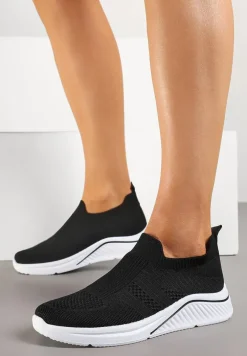 Czarne Siateczkowe Buty Sportowe Sneakersy o Wsuwanym Fasonie Niltewi