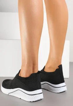 Czarne Siateczkowe Buty Sportowe Sneakersy o Wsuwanym Fasonie Niltewi