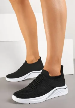 Czarne Siateczkowe Buty Sportowe Sneakersy na Zdobionej Podeszwie Talloti