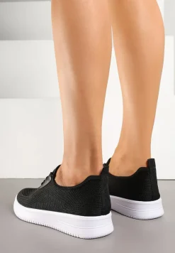 Czarne Siateczkowe Buty Sportowe Sneakersy Eravessa