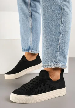 Czarne Siateczkowe Sneakersy Ozdobione Metaliczną Nicią Nimiarene